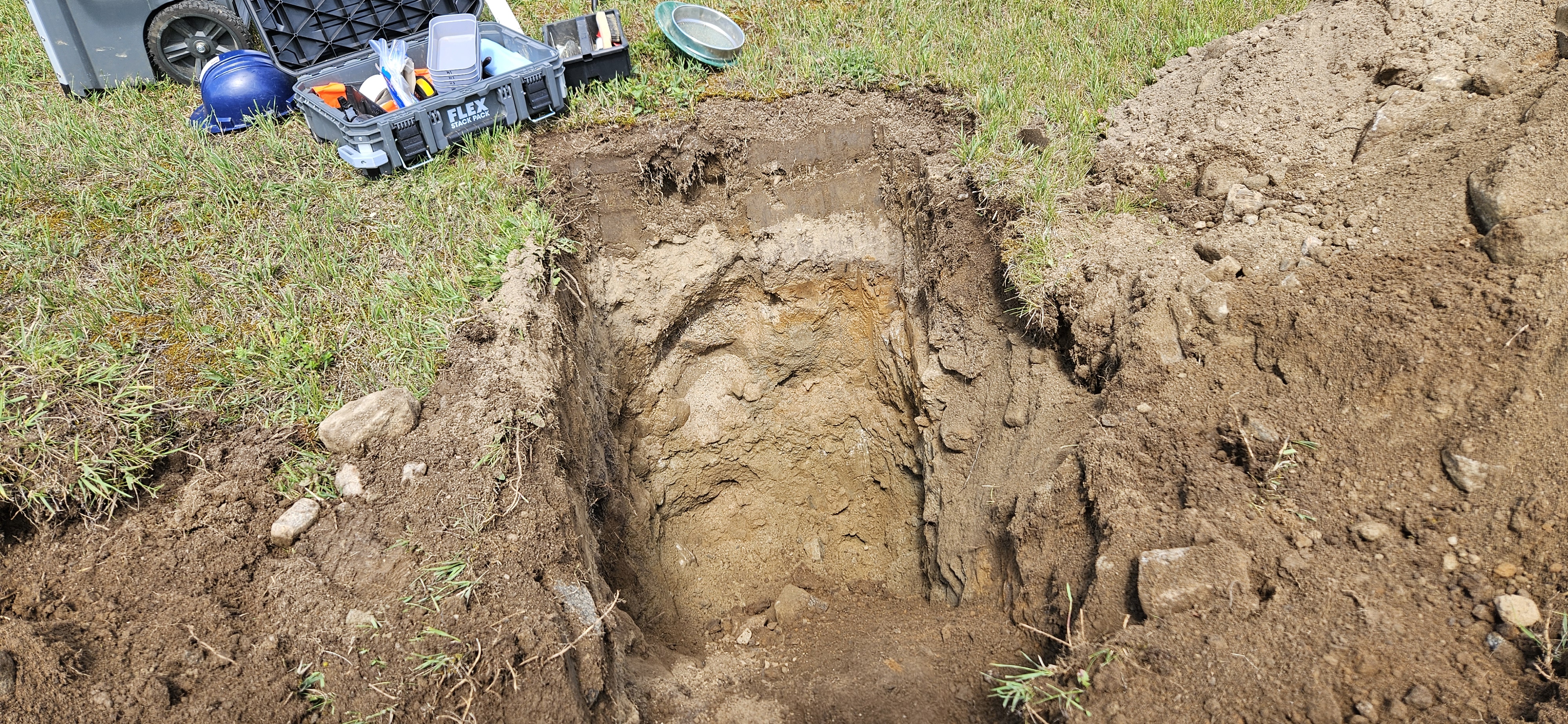 Deep test pit excavation for site analysis